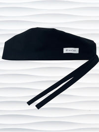 Surgeon style surgical scrub cap with solid black premium cotton