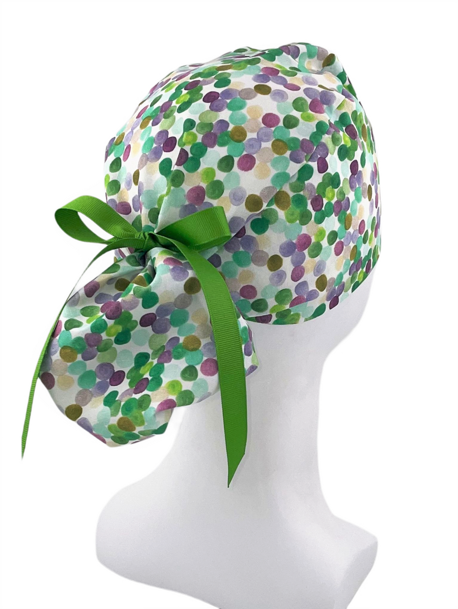 Green Scrubs - Bouffant Hat - Cherry Blossom Garden